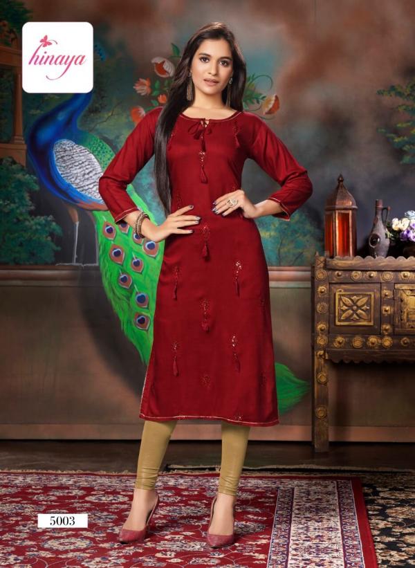 Hinaya Kareena 5 Rayon Fancy Wear Embroidery Kurti Collection